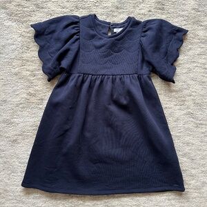 CHLOE Kids Collection Girls Navy Cotton Fleece Dress 10